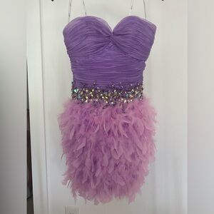 Elegant Purple and Pink faux fur cocktail/ prom dress SzS